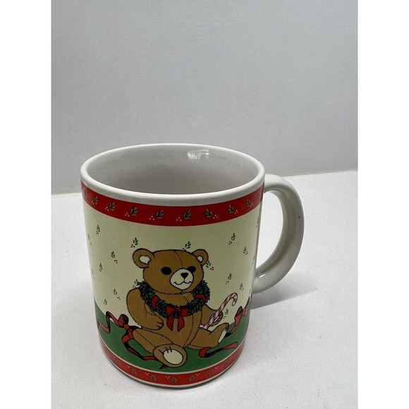 Vintage Teddy Bear Christmas Coffee Mug 3 1/2" Tall - Picture 2 of 4